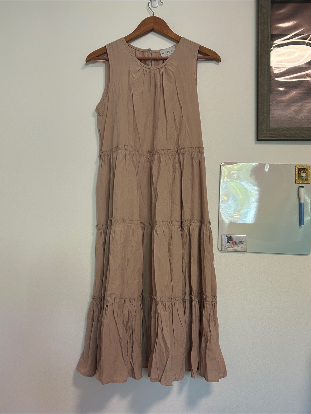 Hayden Sleeveless Tiered Maxi Dress - Taupe S